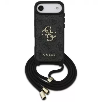 Guess 4G Big Logo Cord Strap Crossbody-skal för iPhone Air, svart