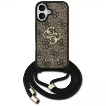 Guess 4G Big Logo Cord Strap Crossbody-skal för iPhone 17 brun