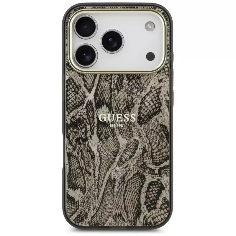 Guess Python Pattern MagSafe-skal för iPhone 17 Pro brun