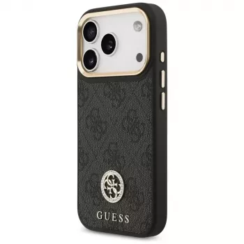 Guess 4G Strass Logo & Big Strap Metal Buttons MagSafe-skal för iPhone 17 Pro svart