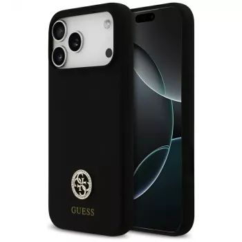 Guess Silicone Logo Strass 4G MagSafe-skal för iPhone 17 Pro Max svart