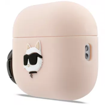 Karl Lagerfeld Silicone Choupette Head 3D Case for AirPods Pro 3, Pink