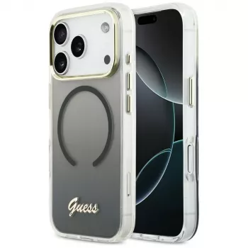 Guess IML Gradient Script Metal MagSafe Case för Apple iPhone 17 Pro Max, svart