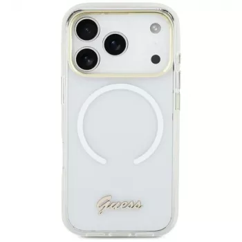 Guess IML Gradient Script Metal MagSafe Case för Apple iPhone 17 vit