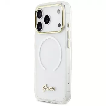 Guess IML Gradient Script Metal MagSafe Case för Apple iPhone 17 Pro, vit
