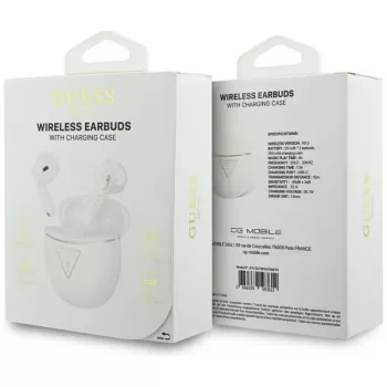 Guess Gold Line Triangle – Bluetooth TWS-hörlurar med laddningsetui (vit)
