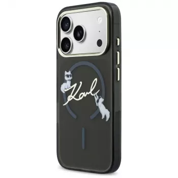 KARL LAGERFELD IML Choupettes KarlScript Logo MagSafe-skal för Apple iPhone 17 Pro, svart