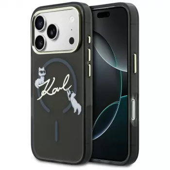KARL LAGERFELD IML Choupettes KarlScript Logo MagSafe-skal för iPhone 17 Pro Max, svart