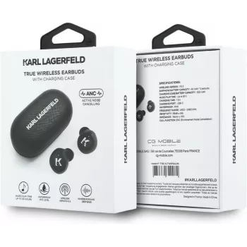 Karl Lagerfeld Saffiano Logo ENC TWS-hörlurar, svart