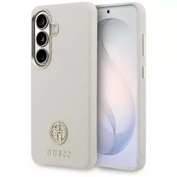 Guess Rhinestone Round Logo MagSafe-skal för Samsung Galaxy S26 beige