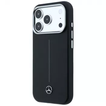 Mercedes-Benz Leder Semi Wrap Iconic Line MagSafe-skal för iPhone 17 Pro, svart