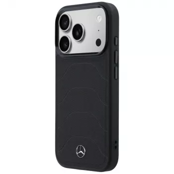 Mercedes-Benz läder Mesh-skal med Bow Line MagSafe för iPhone 17 Pro, svart