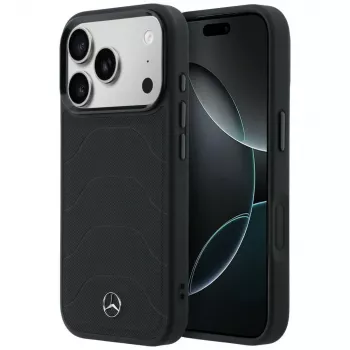 Mercedes-Benz läder Mesh-skal med Bow Line MagSafe för iPhone 17 Pro Max, svart