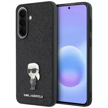 Karl Lagerfeld Fixed Glitter Ikonik Logo Metal Pin-skal för Samsung Galaxy A37 5G svart