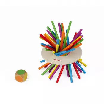 Janod Crazy Sticks balansspel – skicklighetsspel i trä för 1–4 spelare, flerfärgad