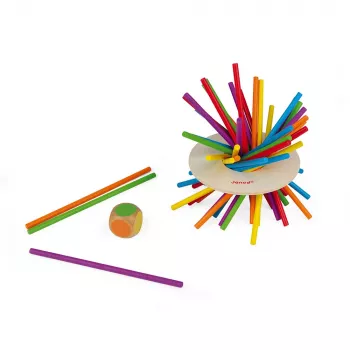 Janod Crazy Sticks balansspel – skicklighetsspel i trä för 1–4 spelare, flerfärgad