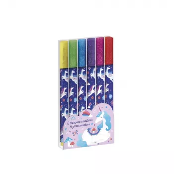 Janod Glitterfiltpennor 6 färger Unicorns Dreamland 6+