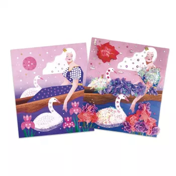 Janod kreativt pysselset - prinsessor med volanger, glitter & strass 7+