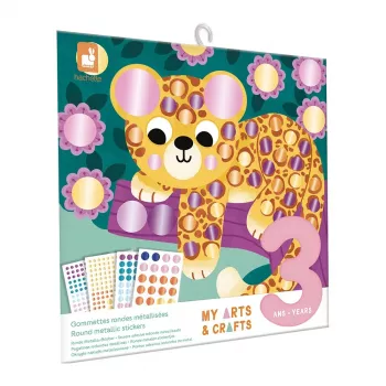 Janod My Arts & Crafts 3+ kreativt klistermärkeskonstset med metalliska runda klistermärken