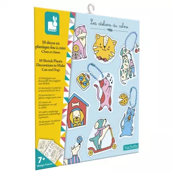 Janod DIY krympfoliekonstset - katter & hundar - 10 ornament - från 7 år