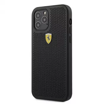 Ferrari FESPEHCP12MBK iPhone 12/12 Pro 6,1 inch svart hardcase On Track Perforated