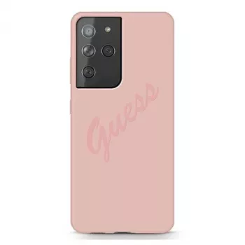 Guess GUHCS21LLSVSPI Script Vintage hardcase för Samsung Galaxy S21 Ultra (SM-G998) – rosa