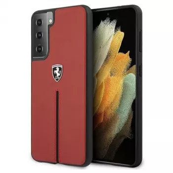 Ferrari FEOSIHCS21MRE S21+ G996 rött hardcase Off Track Leather Nylon Stripe för Samsung Galaxy S21+