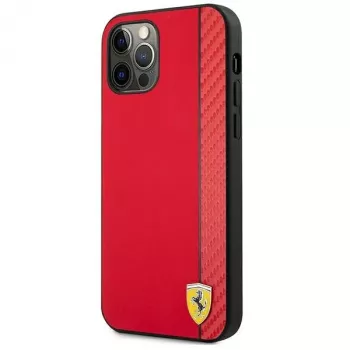 Ferrari FESAXHCP12LRE iPhone 12 Pro Max 6,7 inch rött hardcase On Track Carbon Stripe