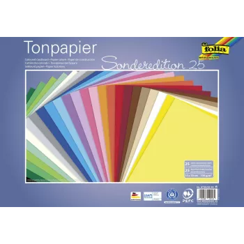 Folia Special Edition tonpapper 25 olika färger 130 g/m² 25 blad A4