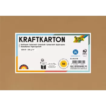 Folia kraftkartong kraftpapper brun 230 g/m² 50 blad – A5
