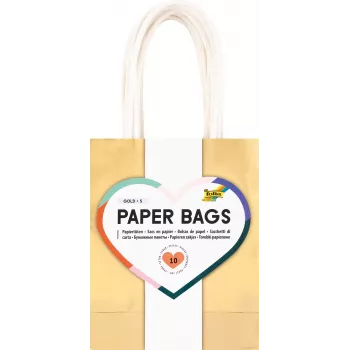 Folia presentpåsar guld glänsande små 10-pack