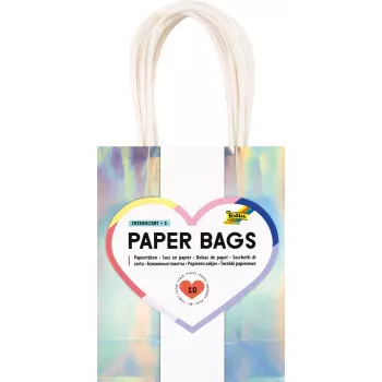 Folia iriserande papperspresentpåsar små glansiga 10-pack