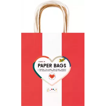 Folia 7 papperspåsar CLASSIC M röd natur grön kräm metallic guld 18,0 x 21 cm