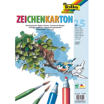 Folia Teckningskartong vit 120 g/m² 25 ark DIN A4