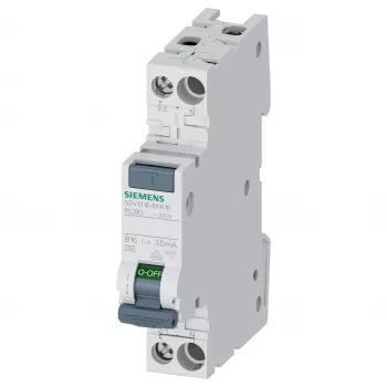 Siemens 5SV13166KK16 RCBO 2-polig 16 A 30 mA, B-karakteristik, typ A, 6 kA