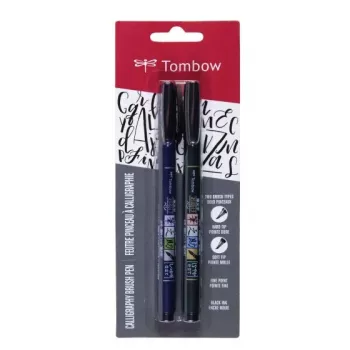 Tombow WS-BHS-2P Dual Brush Pen set – svart – 2 st – blisterförpackning