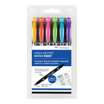Tombow MONO Edge överstrykningspennor set - sned och rund spets 3,8mm 0,8mm linje assorterade (6 pennor)