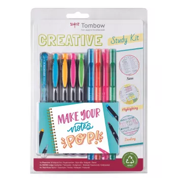 Tombow The Creative Study Kit inklusive 4 Reporter kulspetspennor och 4 Mono Edge överstrykningspennor