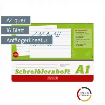 BRUNNEN Skrivinlärningshäfte A4q 16 blad linjerat utan marginal - A1