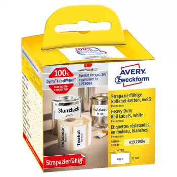 Avery Zweckform etiketter på rulle - permanent klister - vita - 57 x 32 mm - 400 etiketter (1 rulle à 400)