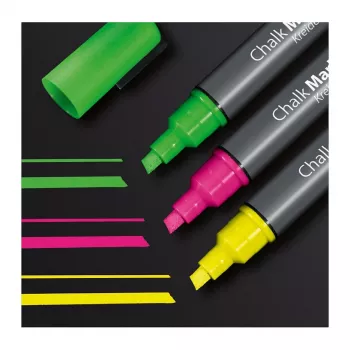 SIGEL Liquid Chalk Marker-set vattenbaserade avtorkbara rosa grön gul 3-pack
