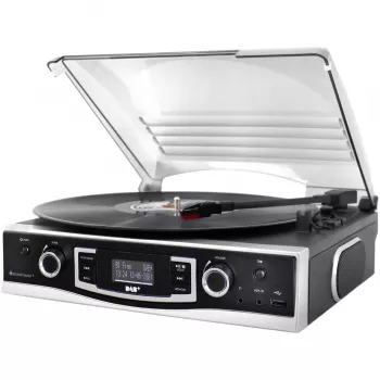 Soundmaster PL590SW stereoanläggning skivspelare med DAB+, FM, AUX, USB, inspelningsfunktion, svart