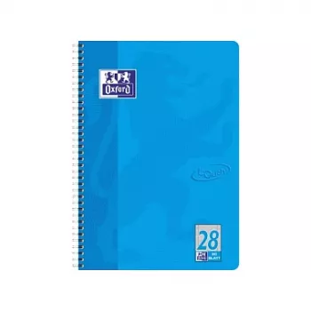 Oxford College Block Touch A4+ rutig Sea Blue 80 ark 160 sidor spiralbunden mikroperforerad 4-hålad 90 gsm Optik Paper FSC-certifierad