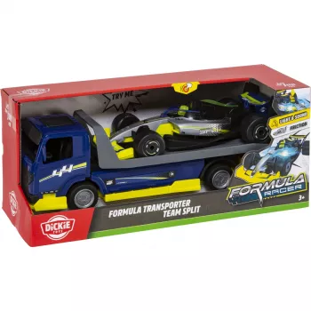 Dickie Formula Transporter Team Split 203766000 biltransport med 2 die-cast bilar