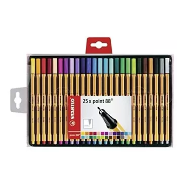 STABILO point 88 finelinerset – 30 blandade färger – 0,4 mm – metallklädd filtspets – vattenbaserat bläck – sexkantig skaft – ventilerad kapsyl – kartongetui