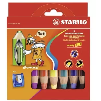 STABILO woody 3 in 1 Multi 6-pack – blandade färger