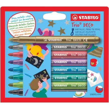 STABILO Trio DECO filtpennor, färgglada färger (8-pack)