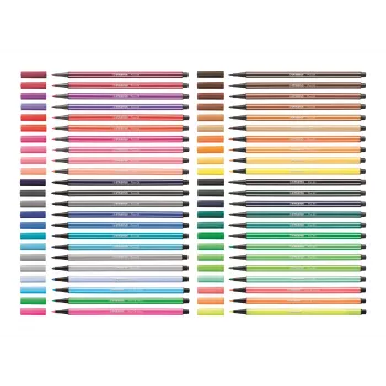 STABILO Pen 68 tuschpennor set, 20 färger blandade, plastlåda, Zebrui turkos, 1 mm linjebredd