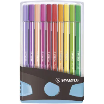 STABILO Pen 68 tuschpennor set - medium - 20 färger - blandade - 1 mm - 24 h cap-off - vattenbaserat bläck