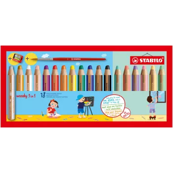STABILO Woody 3-in-1 Multi-Talent penna 7,6 cm 18-delat pastellset med pensel